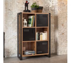 Biblioteca Cosmo Neva, Sapphire, 89x35x127 cm, natural/negru