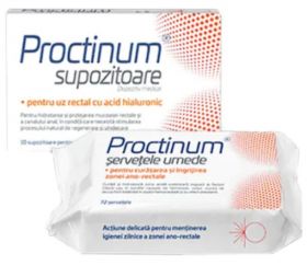 Pachet Proctinum 10 supozitoare + Servetele umede 72 bucati Gratuit, Zdrovit