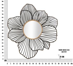 Oglinda decorativa, Mauro Ferretti, Osaka, 79 x 6 x 86.5 cm, fier/mdf/sticla, negru/auriu