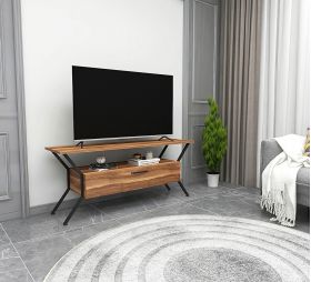 Comoda TV, Kalune Design, Tarz, 124x54x35 cm, Nuc / Negru