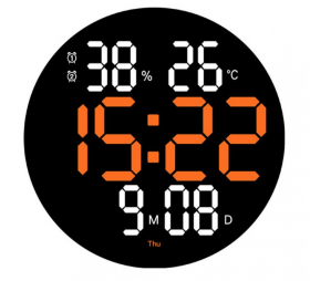Ceas de perete electronic RD A330 afisaj PORTOCALIU temperatura umiditate data