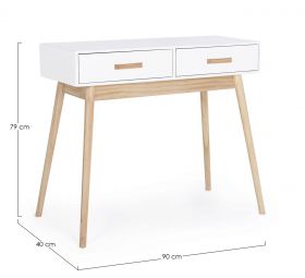 Consola Ordinary, Bizzotto, 90 x 40 x 79 cm, lemn de paulownia/pin/MDF, alb