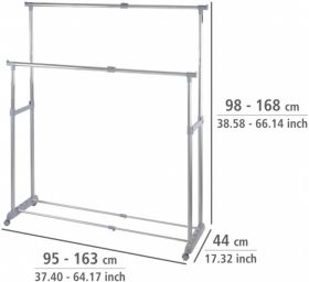 Suport umerase, Twin, Wenko, extensibil, 95 x 44 x 98 cm, otel cromat/plastic, argintiu