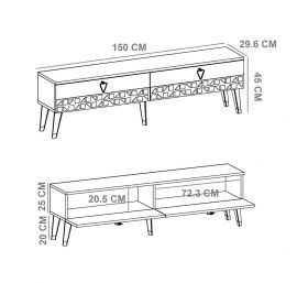 Comoda TV, Olivia, Ventus, 150x45x29.6 cm, PAL, Nuc/Alb