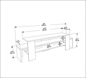 Comoda TV, Zena Home, Lenora, 150x45x35 cm, PAL, Alb / Antracit