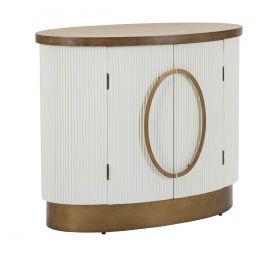 Bufet oval Tolosa, Mauro Ferretti, 79x48x67 cm, MDF/lemn de frasin/fier, multicolor