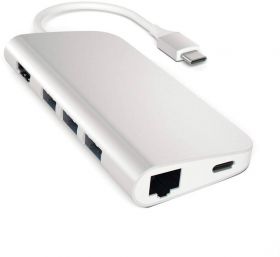 Satechi USB-C Multiport 1x HDMI 4K, 3x USB 3.0, 1x microSD, 1x Ethernet, Silver