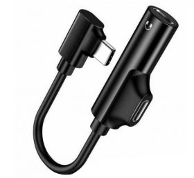 Adaptor pentru mufa USB-C la 3,5 mm / USB-C K129 negru