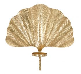 Suport de lumanare pentru perete Glam Leaf, Mauro Ferretti, 41x11.5x40 cm, fier, auriu