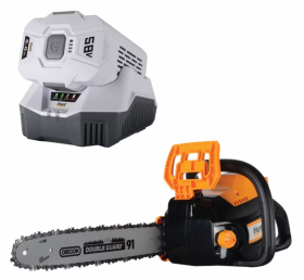 Kit Complet Drujba electrica (fierastrau) cu acumulator 5Ah inclus, iHunt Strong Chainsaw 58V Power, 1800 W, lama-lant Oregon, 40 cm lungime lama, 16 m s viteza lant, motor brushless + incarcator