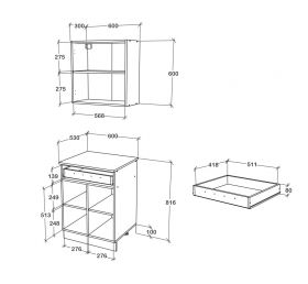 Set Bucatarie Berna, Antracit/Alb, L 60 cm