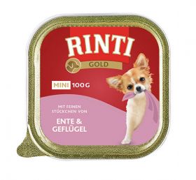 Hrana umeda pentru caini Rinti Gold Mini cu rata si pui 100 g