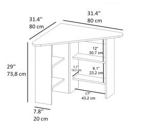 Birou de colt Corner, Arnetti, 80x80x73.8 cm, PAL, alb