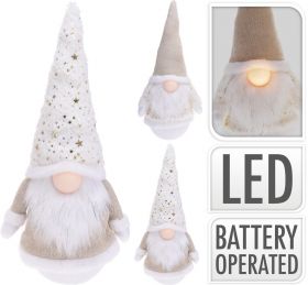 Decoratiune luminoasa Gnome w simple hat, 17x13x43 cm, poliester, roz