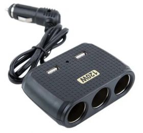 Priza auto cu 5 iesiri NO.1512 TIPLA 120W (2 x usb)