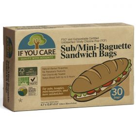 Pungi de hartie nealbita pentru mini baghete si sandwich, fara clor, compostabile 30 bucati - If You Care