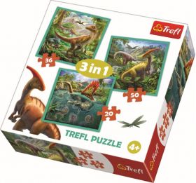 PUZZLE TREFL 3IN1 LUMEA EXTRAORDINARA A DINOZAURILOR