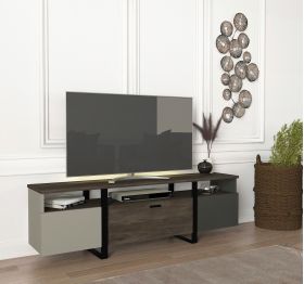 Comoda TV, Tera Home, Arne, 150x46.2x31.5 cm, PAL, Gri / Antracit / Nuc