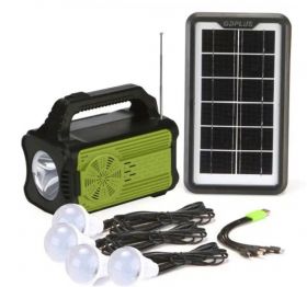 Kit solar GD Plus GD-8075 Radio FM MP3 Player cu lanterna, powerbank 10000mAh, 4 becuri LED