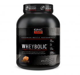 Proteina din zer cu aroma de caramel sarat Wheybolic AMP, 1312.5g, GNC