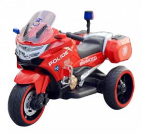 Motocicleta cu 3 roti, Kinderauto POLICE BJML5188 60W, 6V cu scaun tapitat, culoare rosu