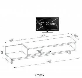 Comoda TV, Wooden Art, Wrap White Walnut, 161.8x30.6x39 cm