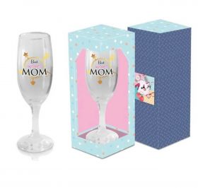 Pahar sampanie cu mesaj Best wishes Mom, 170 ml, sticla, transparent