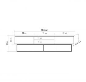 Comoda TV Rodez, Sapphire, 180x40x50 cm, maro/negru