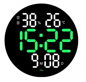 Ceas de perete electronic RD A329 afisaj VERDE temperatura umiditate data