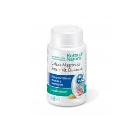 Calciu Magneziu Zinc + Vit. D2 Naturala 30cps - Rotta Natura