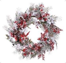 Decoratiune - Wreath Mix Berries Snow - Green and White | Kaemingk