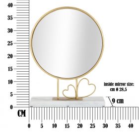 Oglinda de masa Heart, Mauro Ferretti, 30x39.5 cm, fier/marmura, auriu