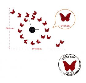 Sticker decorativ cu ceas Butterflies, Mauro Ferretti, 100x80 cm, plastic