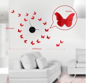 Sticker decorativ cu ceas Butterflies, Mauro Ferretti, 100x80 cm, plastic