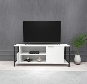 Comoda TV, Kalune Design, Bond, 120x54x30 cm, Alb/Negru