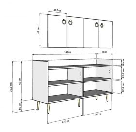 Consola, Olivia, Daring, 140 x 75.2 x 40 cm, pal melaminat, stejar/alb