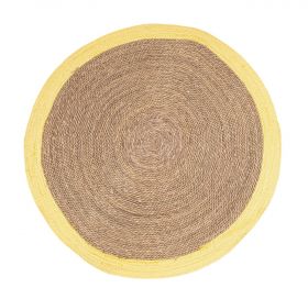 Covor Zahra, Bizzotto, Ø 120 cm, fibre naturale/hartie impletita, natural/galben