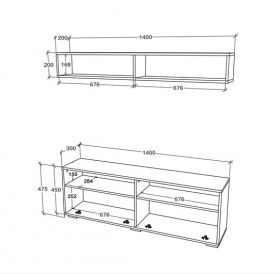 Living Obu, Alb, L 140 cm