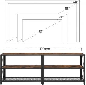 Comoda TV Bryce, Vasagle, 140 x 39 x 52 cm, pana la 60 inch, PAL/otel, maro rustic