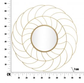 Oglinda decorativa Sunflower, Mauro Ferretti, Ø 88 cm, fier/oglinda, auriu