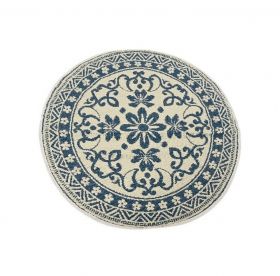 Covor de exterior Round Blue, Decoris, Ø150 cm, polipropilena, albastru