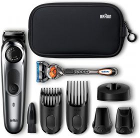 Aparat de tuns barba Braun BT7940TS, Acumulator, 39 de setari de lungime intre 0,5-20 mm, 100 minute autonomie, aparat de ras Gillette Fusion5 ProGlide gratuit, Negru