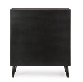 Bufet inferior Josine, Bizzotto, 80 x 40 x 92 cm, lemn de pin/MDF/ratan, negru