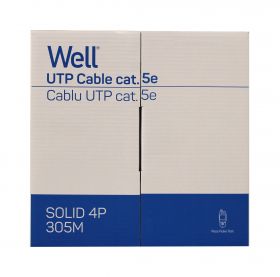 cablu de retea u/utp well, cat5e, 8 fire din cupru 0.49mm, rola 305m