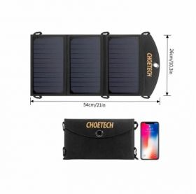 panou solar portabil choetech sc001, 19w, 2x usb, negru