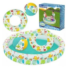 set piscina gonflabila 3 in 1 - piscina, colac gonflabil si minge