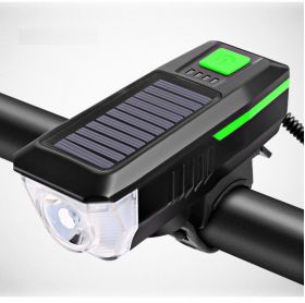 Far LED cu incarcare solara si claxon pentru bicicleta/trotineta