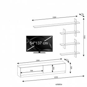 Comoda TV cu raft, Wooden Art, Ahenk White