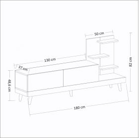 Comoda TV, Inarch, Dizayn, 180x82x37 cm, Antracit / Nuc