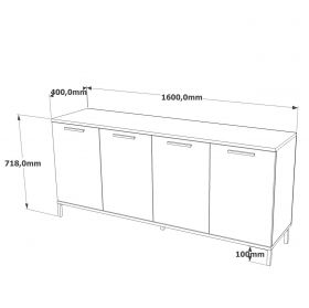 Consola, Locelso, RL4-AA, 160x71.8x40 cm, Pin Atlantic / Antracit